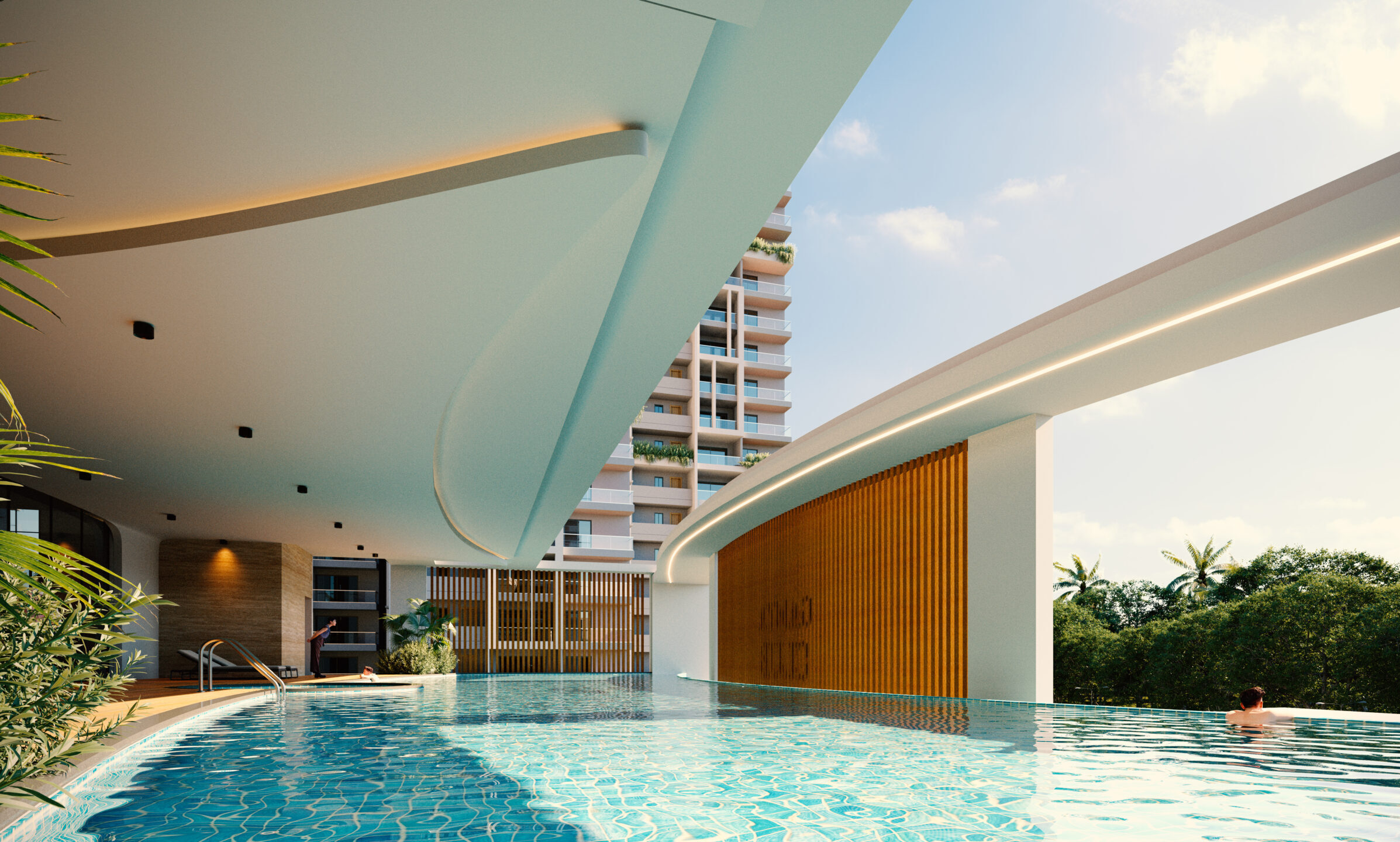 "Temperature-controlled infinity swimming pool and 74,000 sq. ft. clubhouse at Gamya by Supadha"