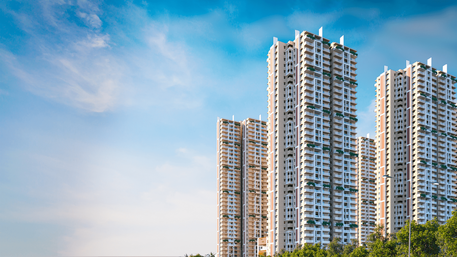 "Exterior view of Gamya by Supadha's 6 strategically designed residential blocks in Tellapur Gamya"